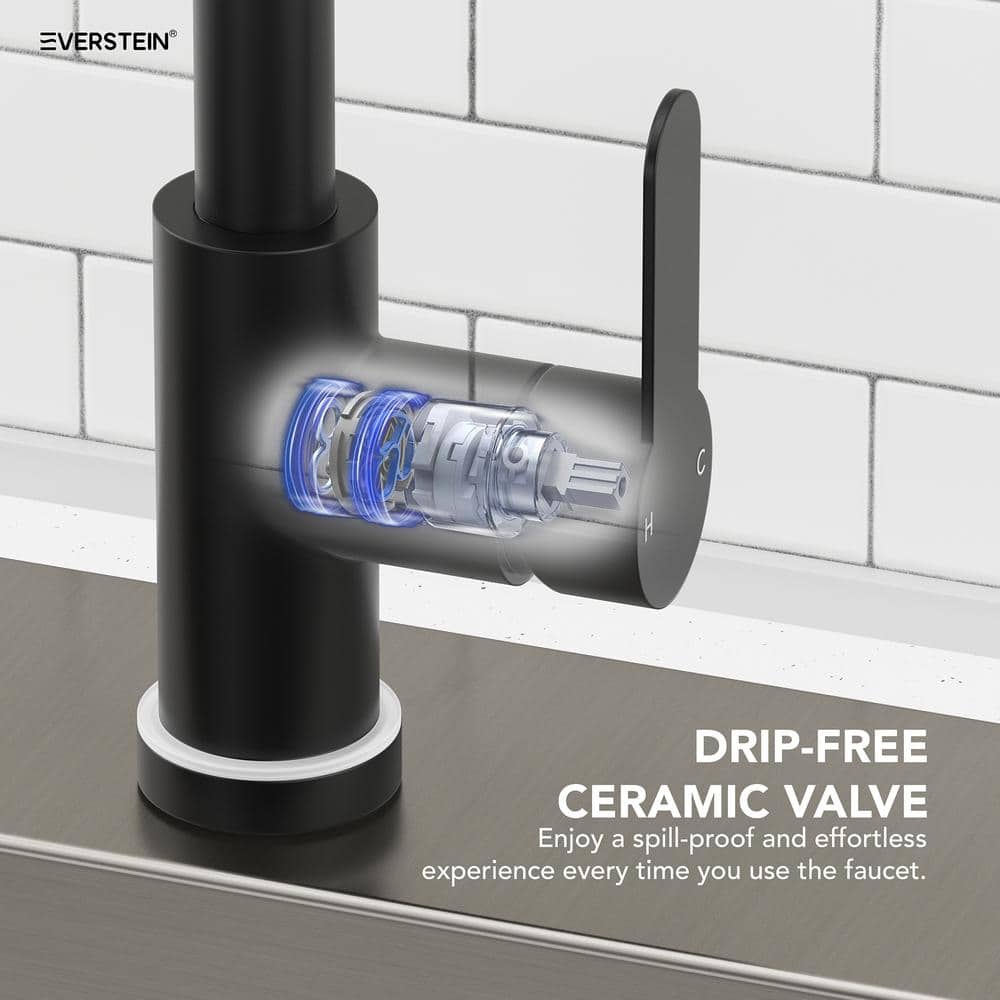 Matte Black Single Handle Pull Down Kitchen Faucet with LED Base