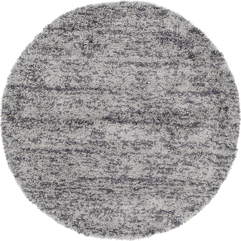 Hygge Shag Misty Gray 5 ft. x 5 ft. Round Rug price history on PriceWatchPro