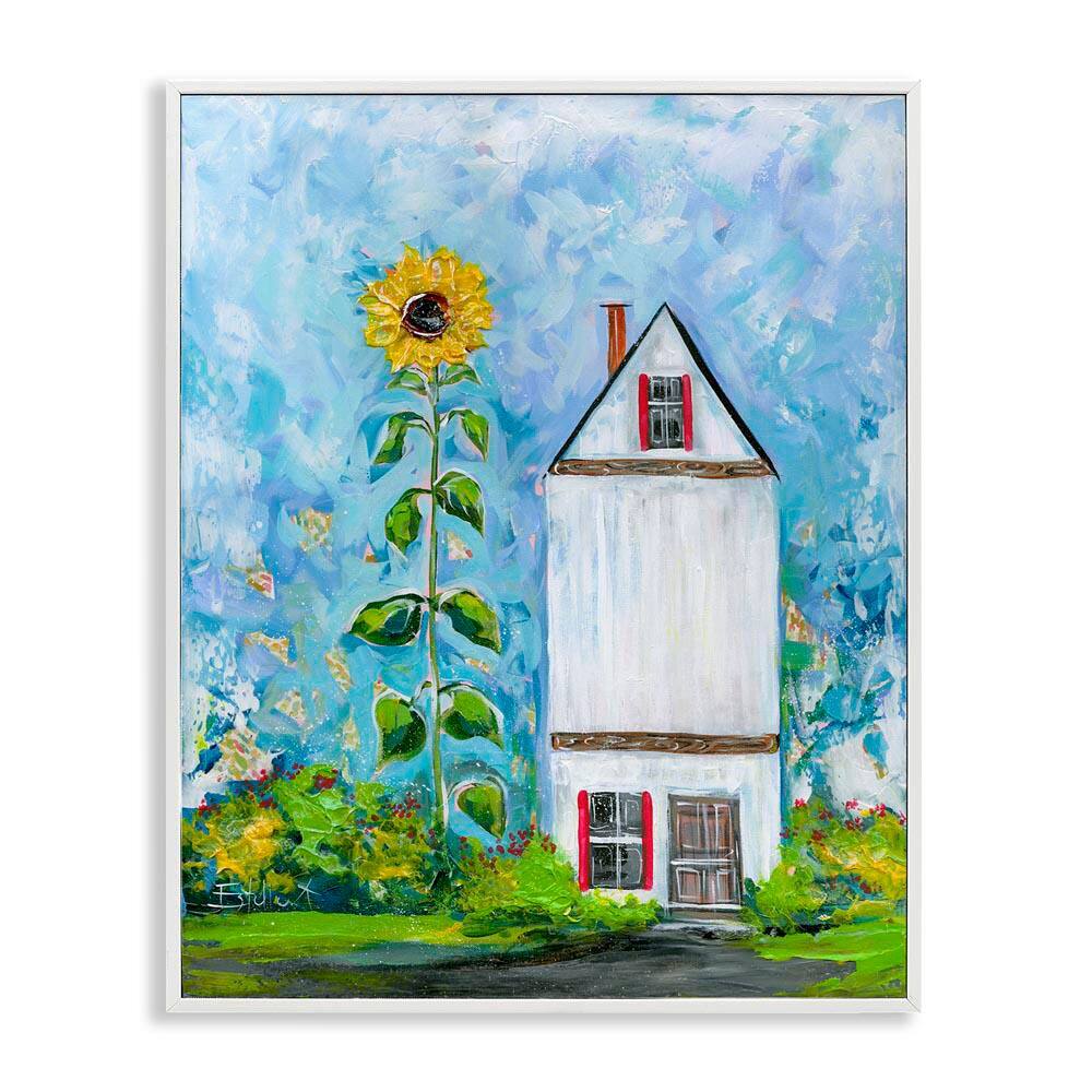 Giant Sunflower & House by Estelle Grengs White Framed Nature Giclee Art Print 14 in. x 11 in. price history on PriceWatchPro