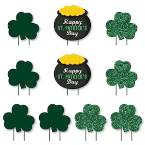 St. Patrick's Day, Shamrock and Pot Of Gold Lawn Decorations, Outdoor Party Yard Decorations (10-Piece)