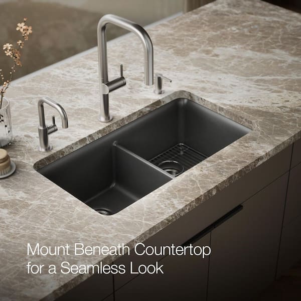 KOHLER Cairn 33.5 in. Undermount Neoroc Granite Composite Double