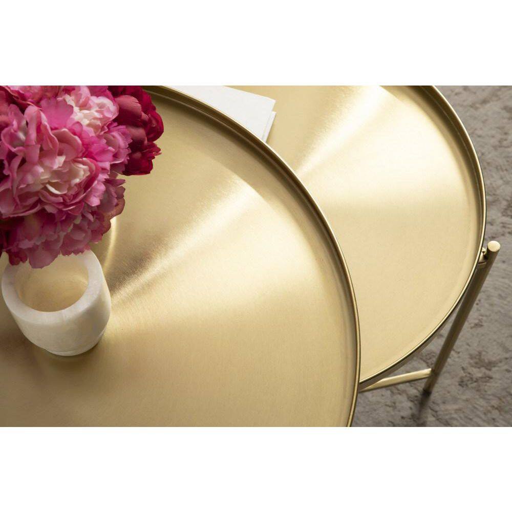 Ulani Gold Round Iron Nesting Cocktail Tables, Set of 2