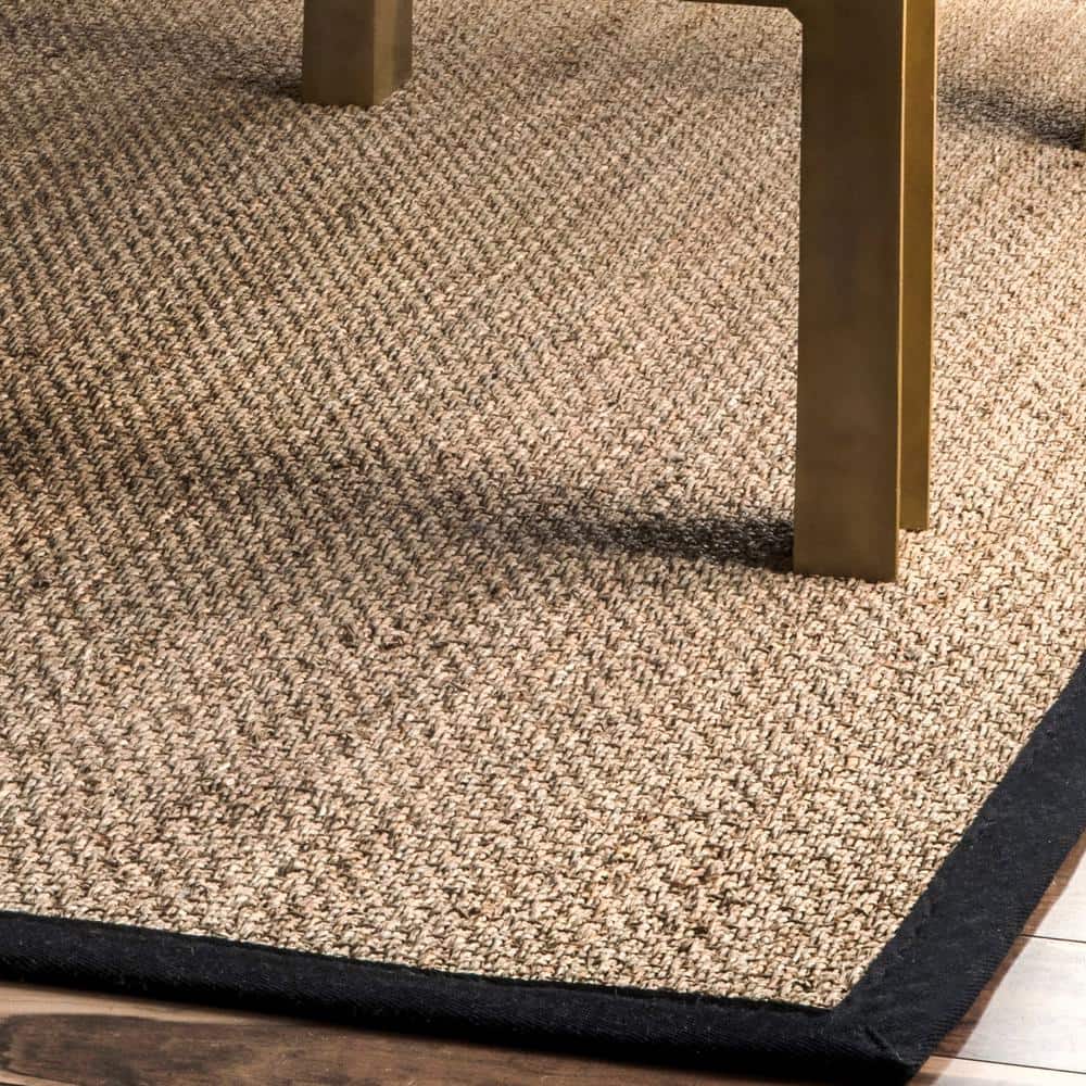 Elijah Black Stripe Seagrass 52'' x 24'' Easy Care Area Rug