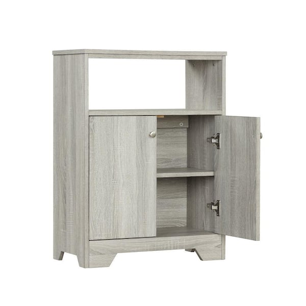 EPOWP 23.6 in. W x 11.8 in. D x 31.7 in. H Grey Linen Cabinet in Oak