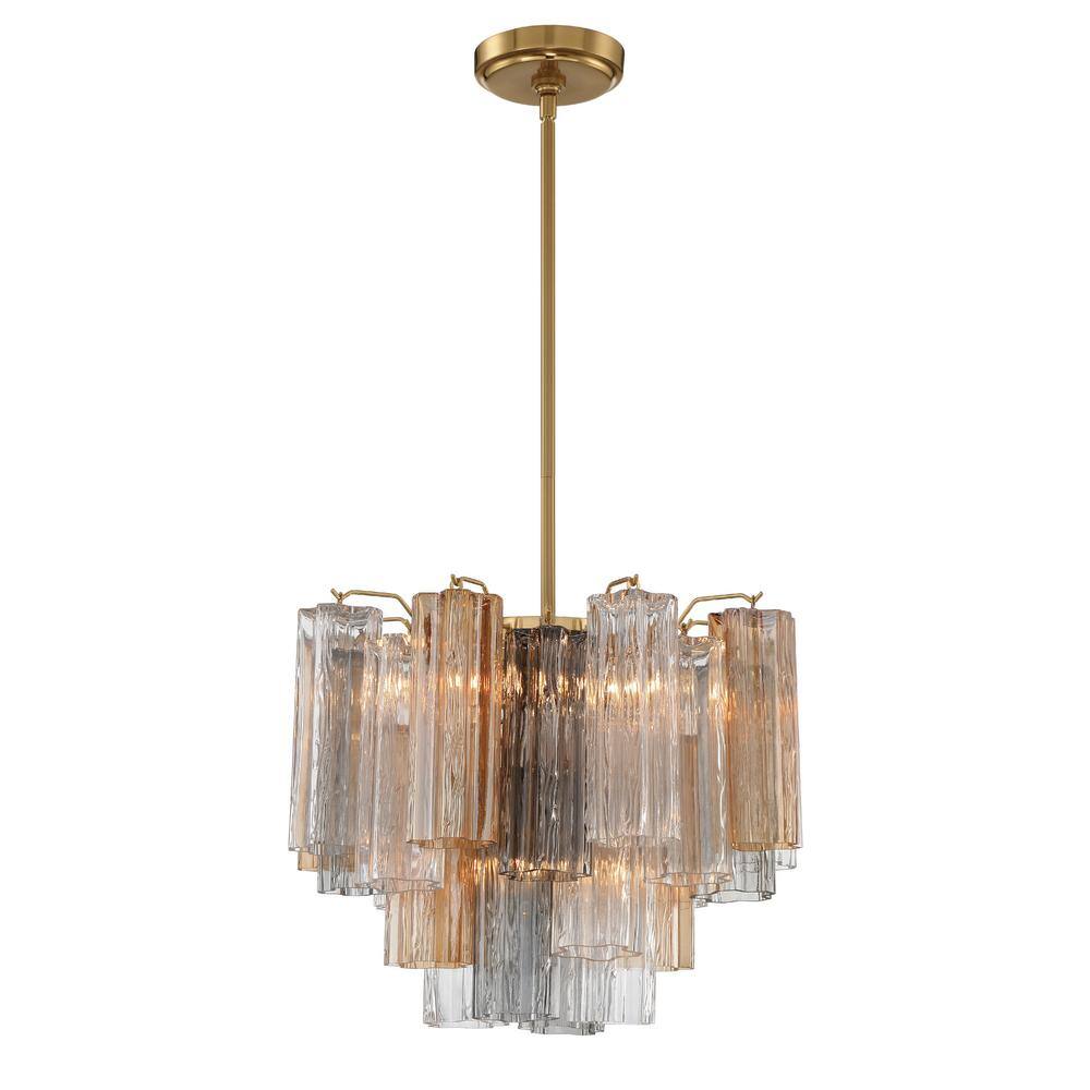 Addis Aged Brass and Crystal 4-Light Chandelier