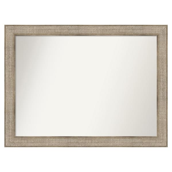Amanti Art Trellis Silver 48 in. x 36 in. Custom Non-Beveled Wood Framed Bathroom Vanity Wall Mirror