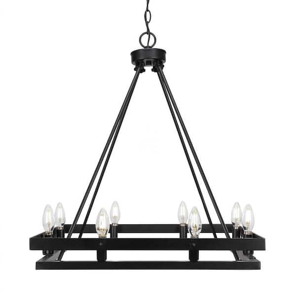 Unbranded Paris 8-Light Matte Black Square Chandelier Dinning Table with No Blubs Included