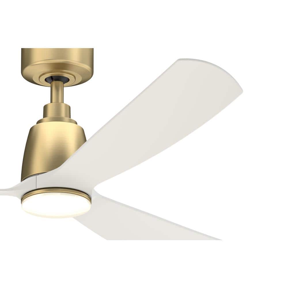 White and Brass 52" Modern Ceiling Fan with Remote