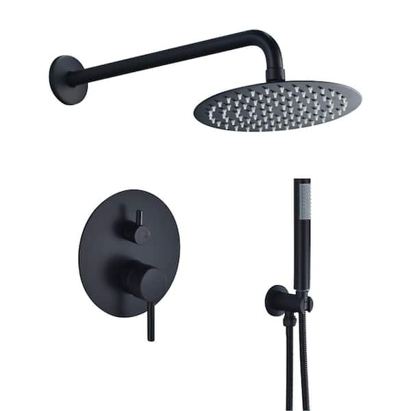 Altair Herne Double Handle 1-Spray Shower Faucet 2.5 GPM with High Pressure Round 8 in. Rain Shower Head in Matte Black