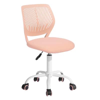 Gorgeous Light Rose Upholstery Office Chair Task Chair Adjustable Desk Chair in PP Back and Mesh Seat