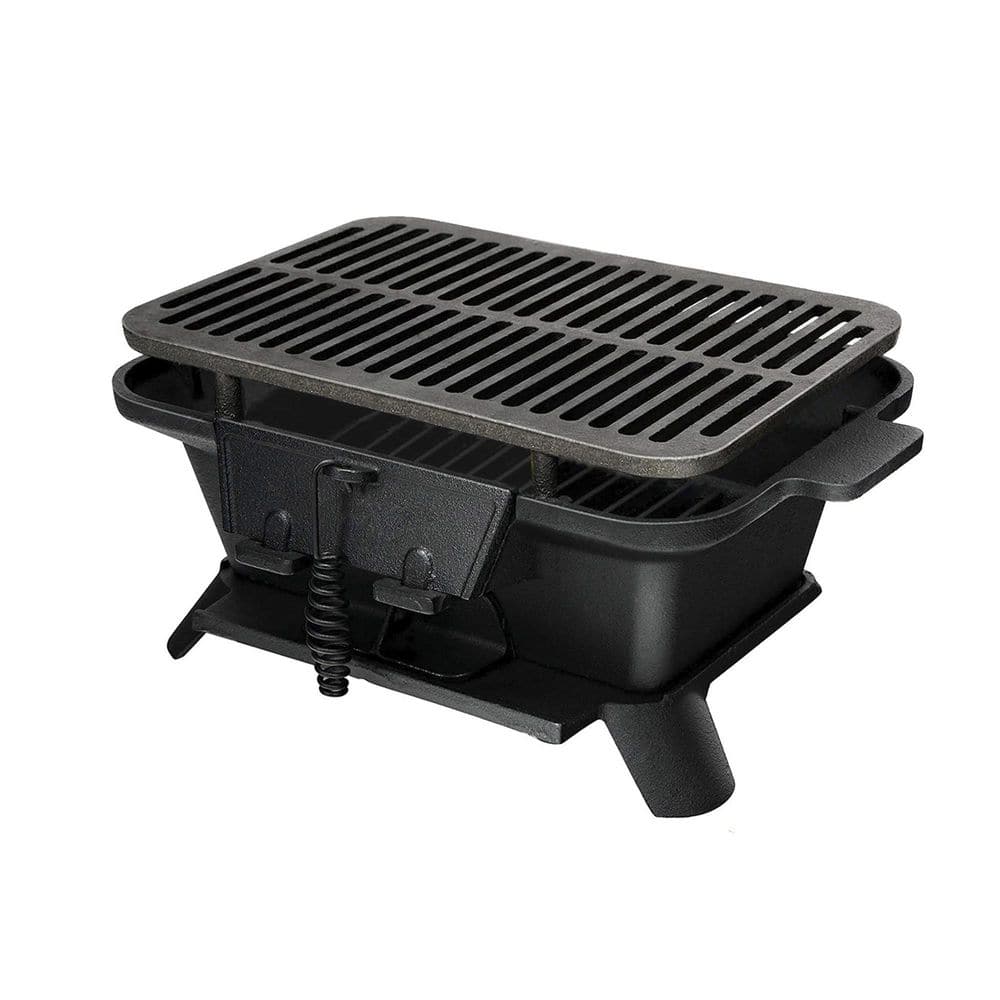 Alpulon Portable Grill Heavy-Duty Cast Iron Charcoal Grill Tabletop BBQ ...