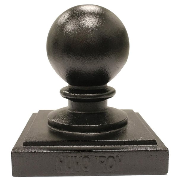 NUVO IRON 6 in. x 6 in. Black Aluminum Ornamental Ball Post Cap