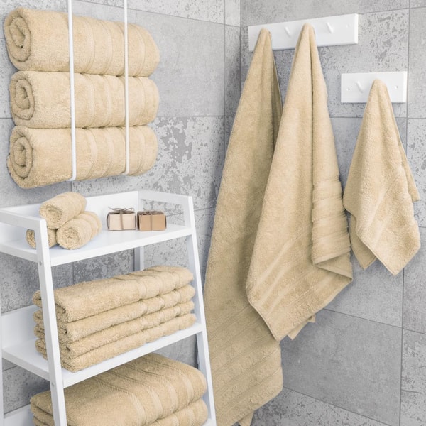 American Soft Linen Bath Towel Set, 4-Piece 100% Turkish Cotton Bath Towels, 27 x 54 in. Super Soft Towels for Bathroom, Brown