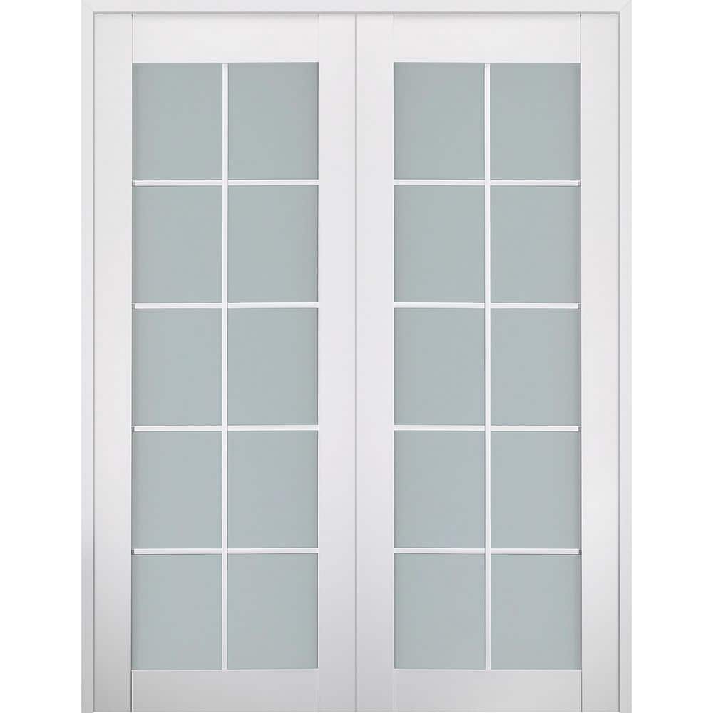 Smart Pro 10 Lite N 56 in. x 84 in. Both 10-Lite Frosted Glass Polar White Wood Composite Double Prehung French Door price history on PriceWatchPro