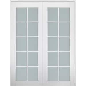 Smart Pro 10 Lite N 64 in. x 84 in. Both 10-Lite Frosted Glass Polar White Wood Composite Double Prehung French Door