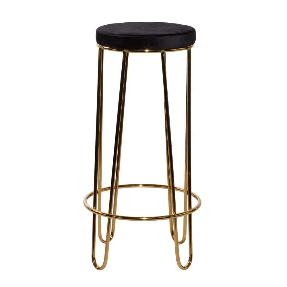 Sleek 31" Black Upholstered Metal Bar Stool