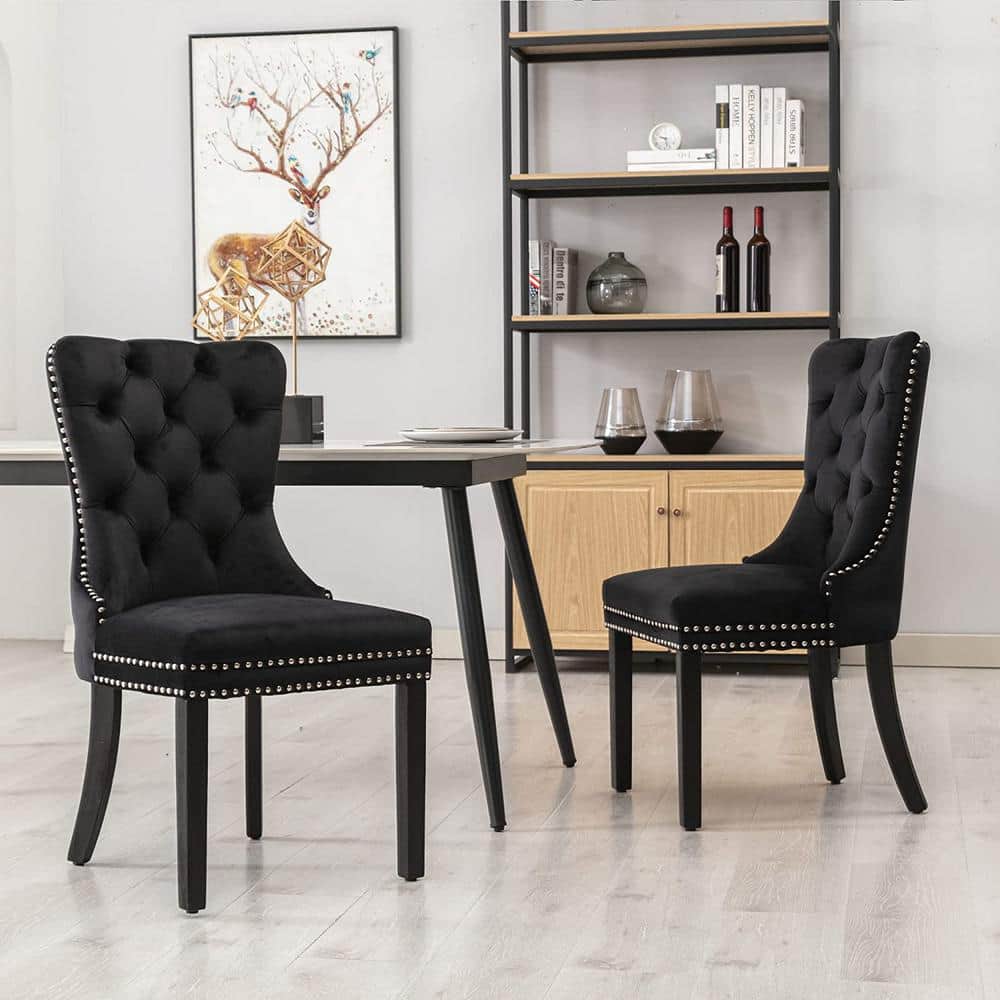 Modern Dining Chairs Set of 6, Velvet Accent Chair Tufted Back