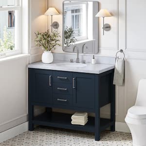 Bayhill 42 in. W x 21.5 in. D x 34.5 in. H Freestanding Bath Vanity Cabinet Only in Midnight Blue