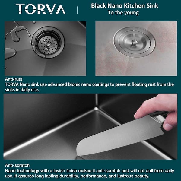 Garosa Mini Round Black Kitchen Sink – 11.73" Stainless Steel Single Bowl, Nano Coating, Undermount Or Overmount