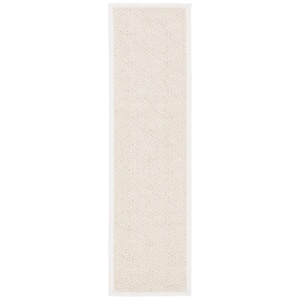 Natural Fiber Ivory 2 ft. x 8 ft. Diamond Border Runner Rug