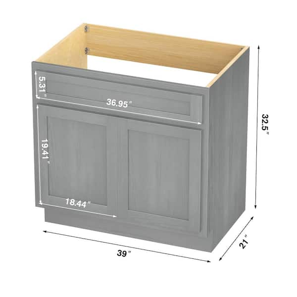 Vanity Art 39 in. W x 21 in. D x 32.5 in. H 2-Doors Bath