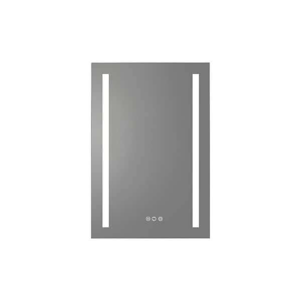 Amucolo 20 in. W x 30 in. H Rectangular Aluminum Framed LED Light with Double color and Anti-Fog Wall Bathroom Vanity Mirror