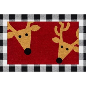Reindeer Gingham Check 24 in. x 36 in. Holiday Layering Chair Mat