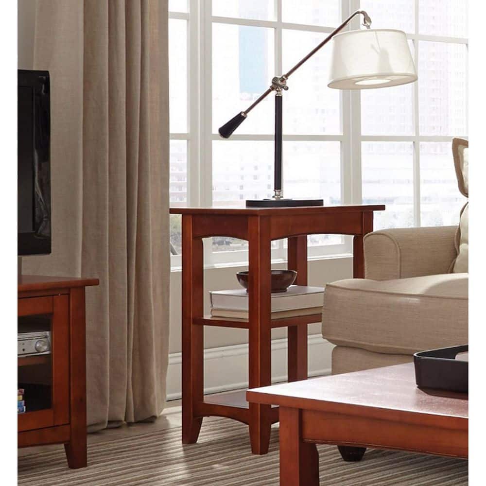 Cherry Hardwood 2-Shelf Side Table