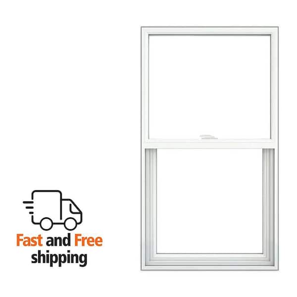 V-2500 28.25 in. x 46 in. White Vinyl Pocket Frame Single Hung Tilt Window with Low E, Argon, Screen, and No Grids