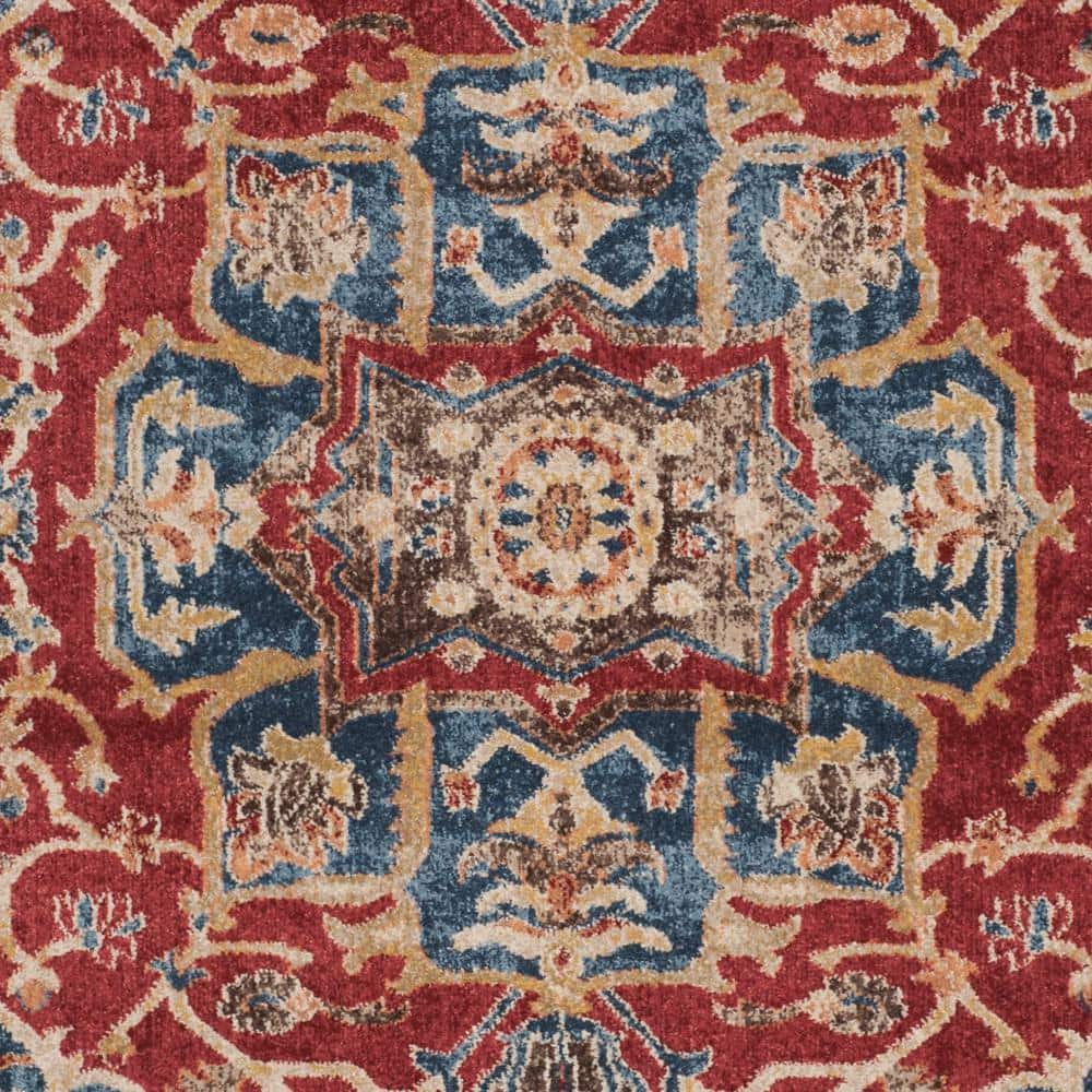 Regal Bijar Red & Royal Floral 8' x 10' Stain-Resistant Area Rug