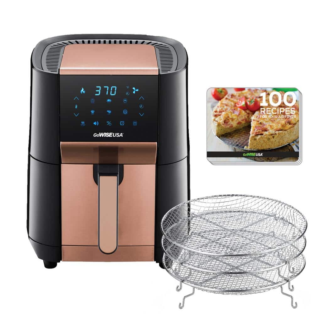 GoWISE USA 7 Qt. Black/Copper Air Fryer and Dehydrator Max XL GW22972