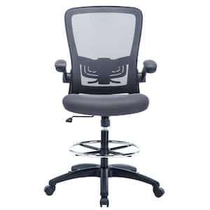 Gray Drafting Chair Tall Office Chair for Standing Desk with Breathable Mesh Lumbar Support Ergonomic High Office Chair