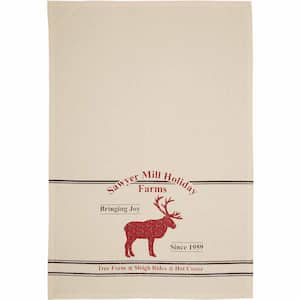 Sawyer Mill Holiday Reindeer And Recipes Unbleached Cotton Muslin Kitchen Tea Towel Set (Set of 3)