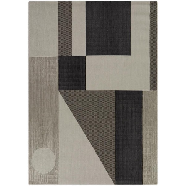 BALTA Galvin Tan 5 ft. x 7 ft.  Geometric Indoor/Outdoor Area Rug