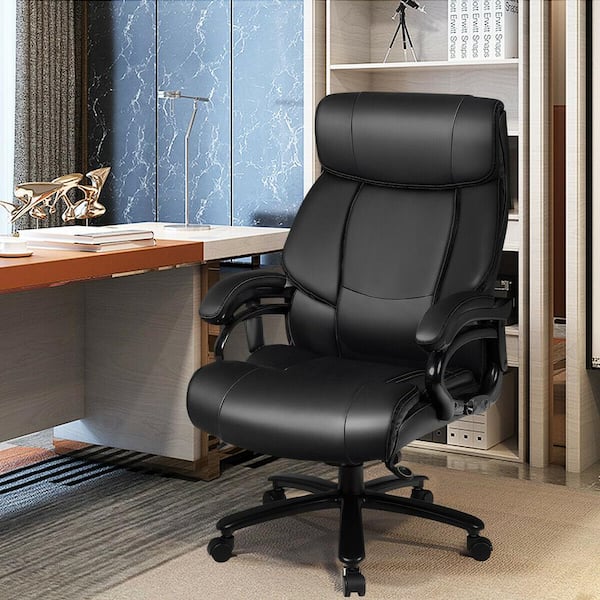 Massage Office Chair Executive PU Leather Computer Desk Chair in Black