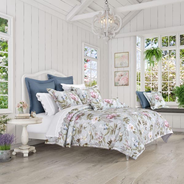 Unbranded Sakura Cotton Sea Foam Full/Queen 3Pc. Comforter Set