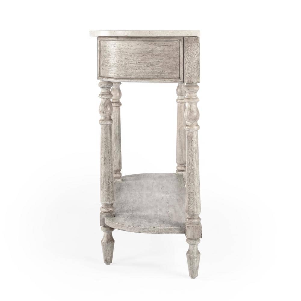 Aberdale Demilune Console Table with Storage in Umber and Marble