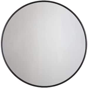 SDKOA 30.1 in. H x 30.1 in. W Black Modern Style Metal Frame Round Mirror