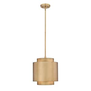 Harlech 1-Light Rubbed Brass Statement Pendant Light with Steel Shade
