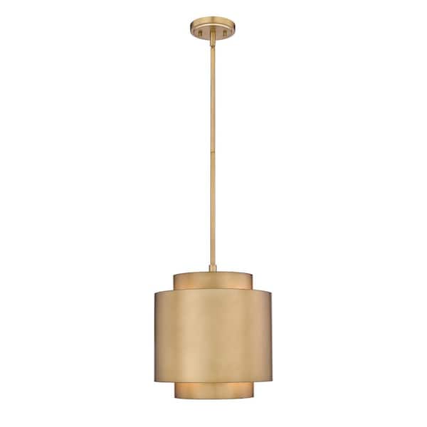 Unbranded Harlech 1-Light Rubbed Brass Statement Pendant Light with Steel Shade