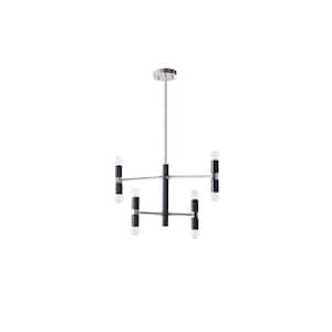 8-Light Black Silver Linear Ceiling Mount Sputnik Sphere Hanging Chandelier for Kitchen Island with No Bulbs Included