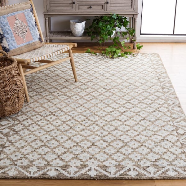 Metro 4 ft. x 4 ft. Square Beige/Sage Diamond Floral Area Rug