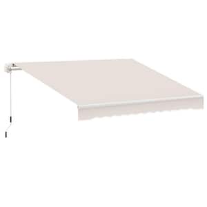 8 ft. x 7 ft. Patio Retractable Awning, Manual Exterior Sun Shade Deck Window Cover, Beige