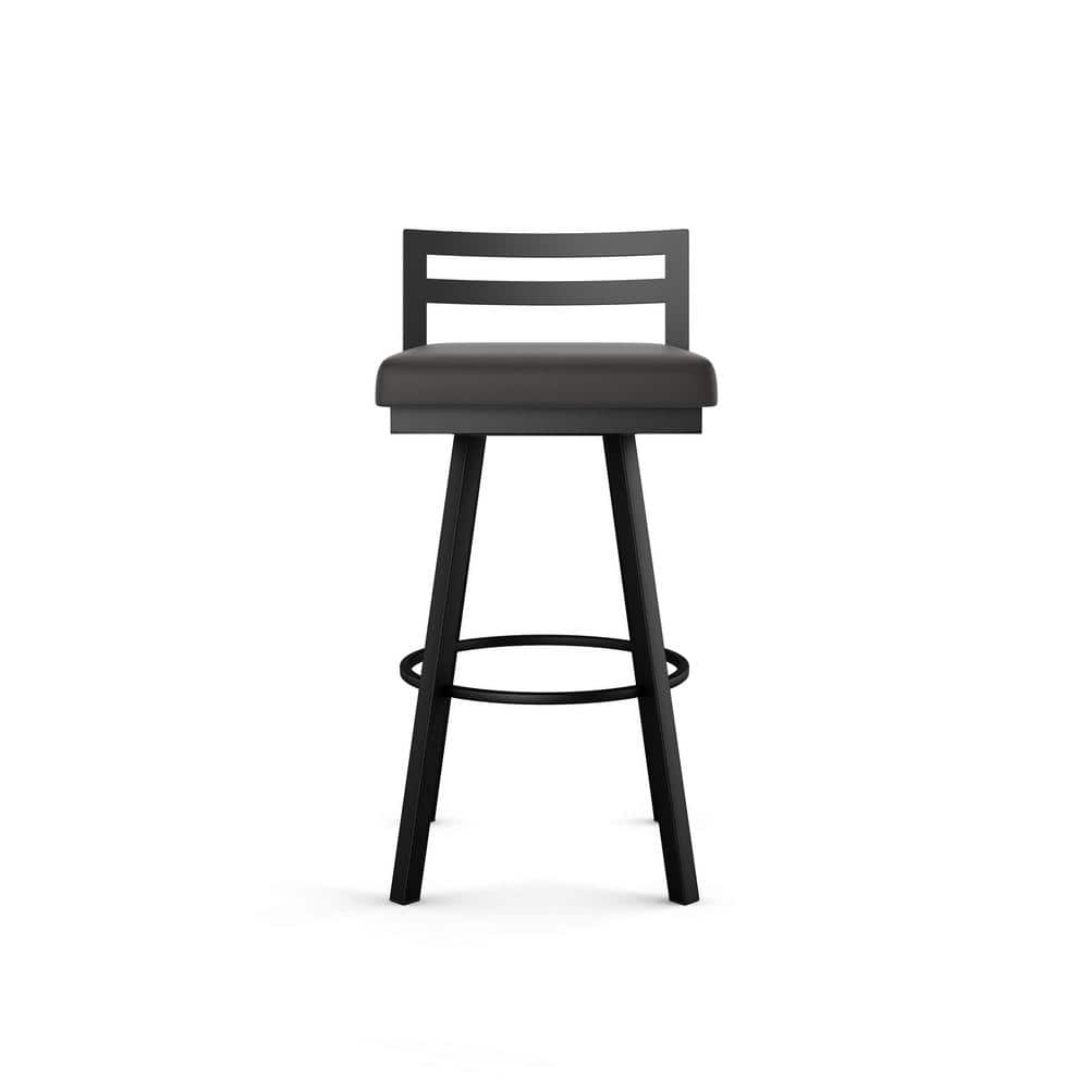 Derek 26" Swivel Counter Stool in Black Faux Leather and Metal