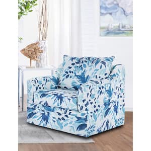 New Classic Furniture Sylvie Blue and White Polyester Fabric Accent Arm Chair