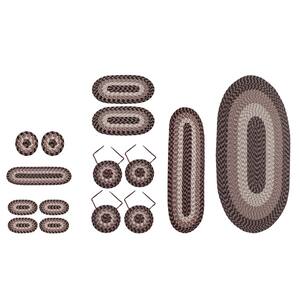 Denali Braid Collection Brown 15-Piece 100% Sustainable Cotton Reversible Striped Area Rug Set