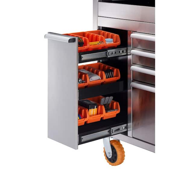 TRINITY PRO 66 in. W x 19 in. D 9-Drawer Stainless Steel Mobile
