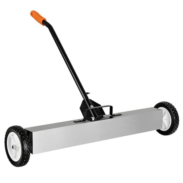 36 in. Rolling Magnetic Pick-Up Sweeper, Heavy Duty Push-Type with Release, for Nails Needles Screws Collection