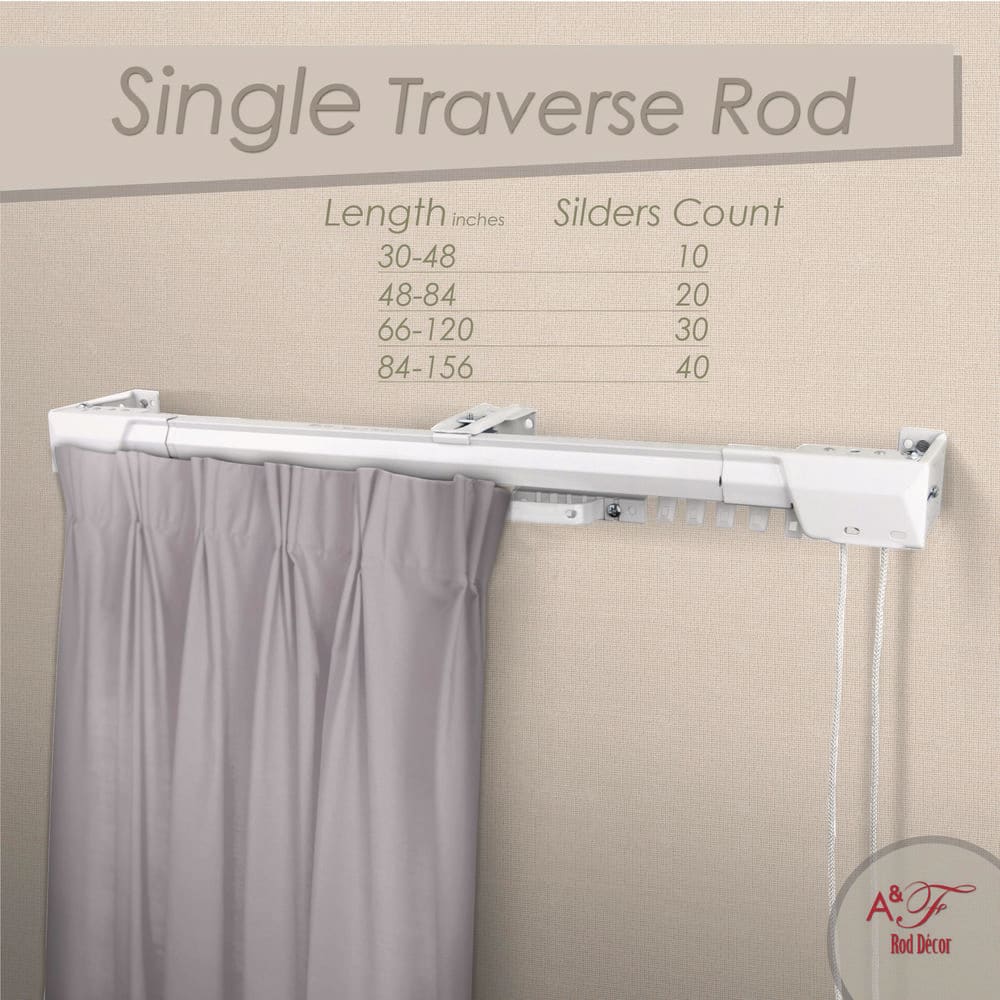 Heavy Duty Adjustable White Steel Traverse Curtain Rod