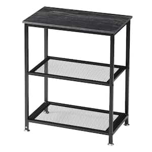 3 Tier End Table, Vintage Storage Rack with Shelves, Charcoal Grey Side Table with Rectangle Shelf，13.8"W x 23.6"D x30"H